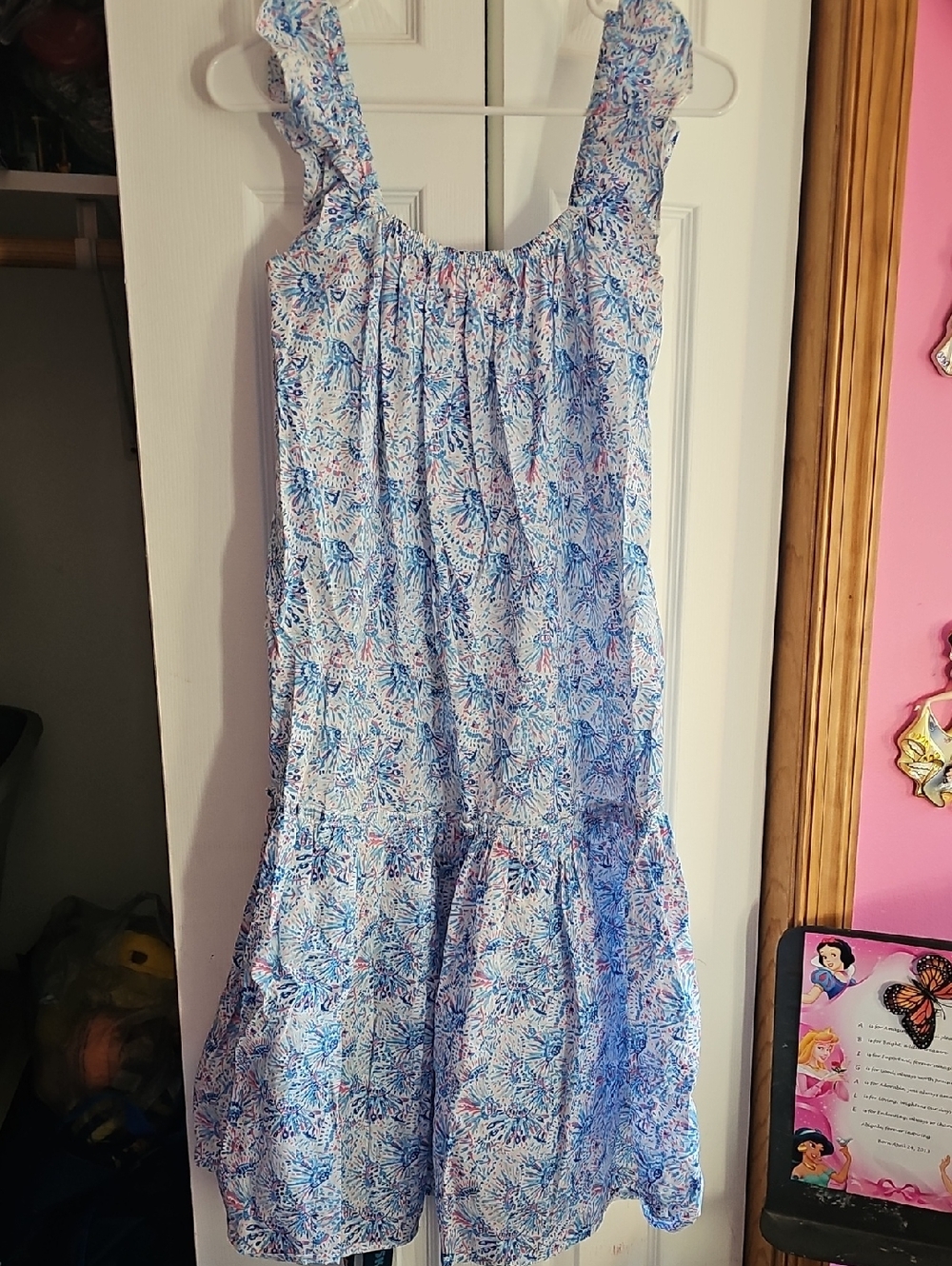 Simply Southern Blue and White Floral Ruffle Strap Sundress